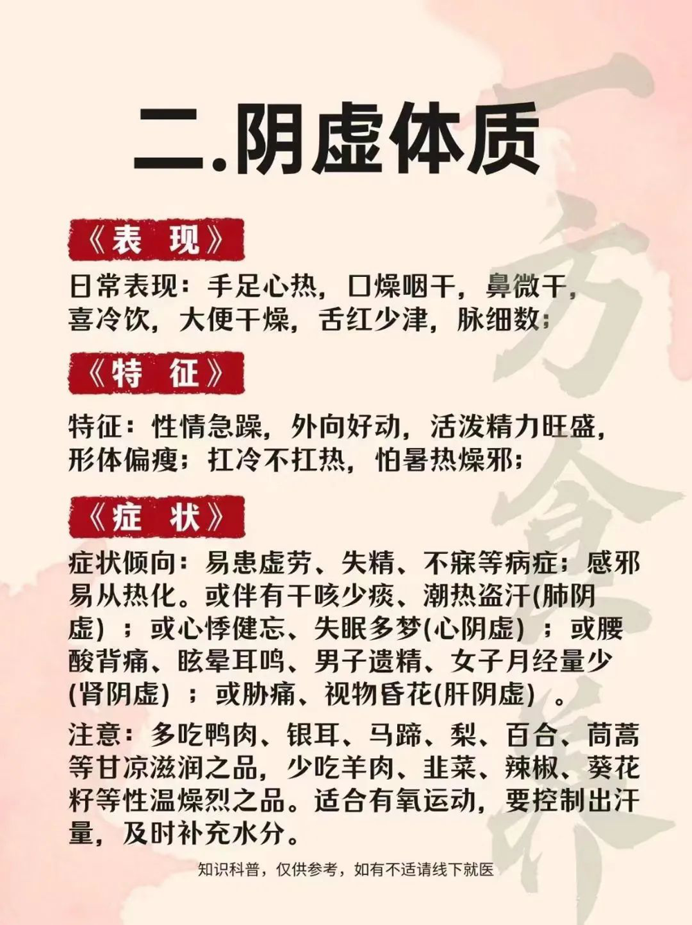 【健康科普】你是啥體質，快來對照參考吧~